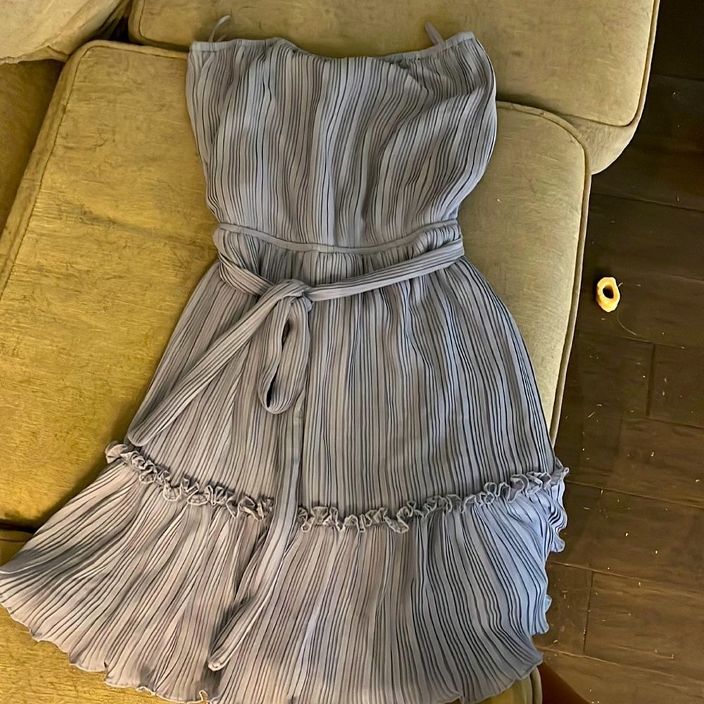 She and Sky lavender strapless dress.